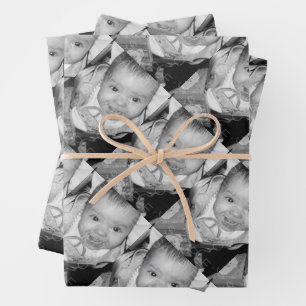 Anpassen des Schwarz-Weiß-Fotos Geschenkpapier Set