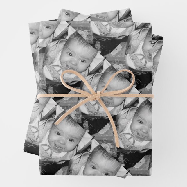 Anpassen des Schwarz-Weiß-Fotos Geschenkpapier Set (Beispiel)