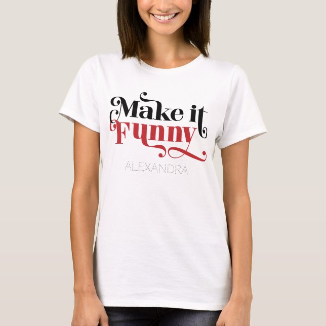 Anpassen des schwarzen, roten Schriftnamens T-Shirt (Vorderseite)