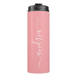 Anpassen des vertikalen weißen Skriptnamens, Peach Thermosbecher