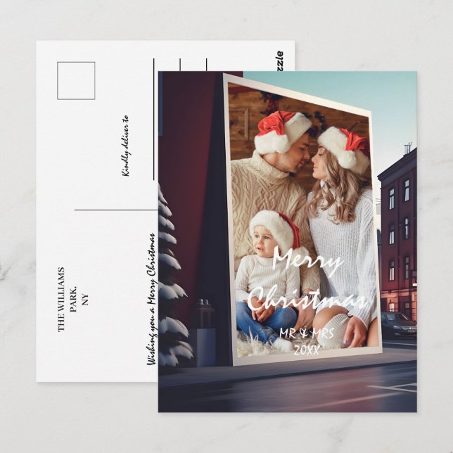 Anpassen des Weihnachtsrahmens mit Ihrem Foto Postkarte (Vorne/Hinten)