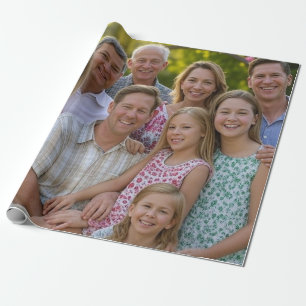 Anpassen des Wiedersehen-Fotos der Familie hinzufü Geschenkpapier