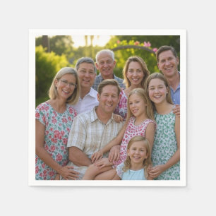 Anpassen des Wiedersehen-Fotos der Familie hinzufü Serviette