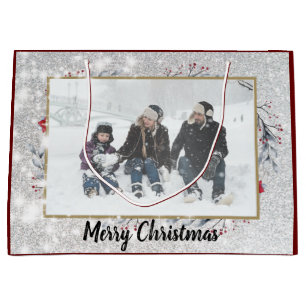 Anpassen Foto Frohe Weihnachtsfeier Große Geschenktüte