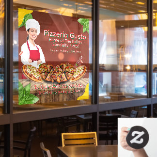 Anpassen Frau Koch Pizza Restaurant Werbeartikel Fensteraufkleber