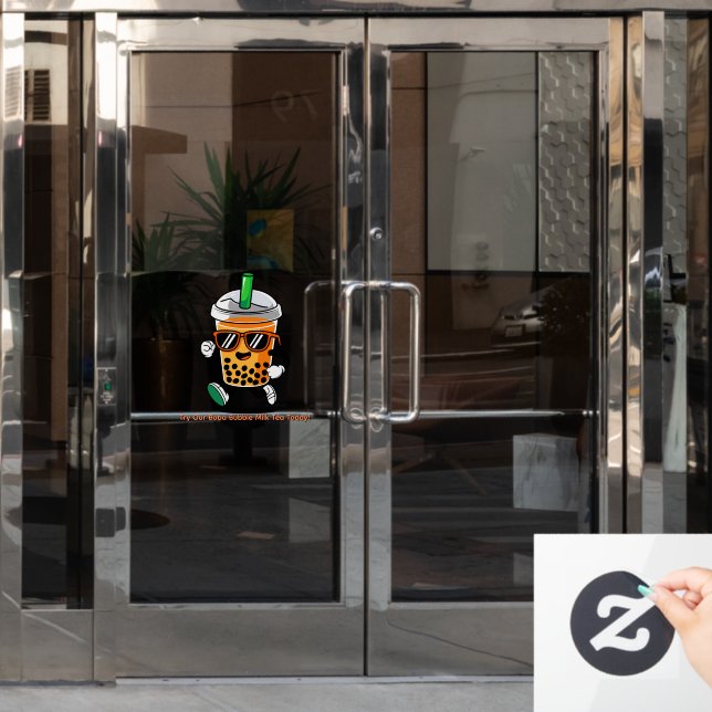 Anpassen Happy Bubble Tea Boba Cartoon 3 Fensteraufkleber (Büro Tür)