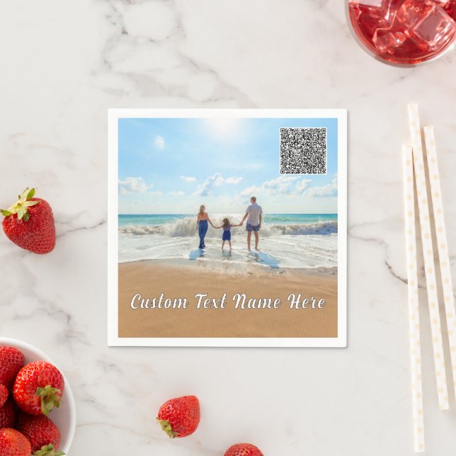 Anpassen Ihres Fotos und TextNapkins mit QR-Code Serviette (Beispiel)