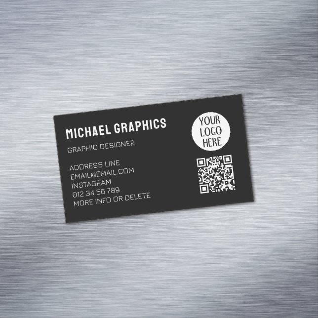 Anpassen Ihres Schwarz-weißen Firmenlogos QR-Code Magnetische Visitenkarte (Beispiel)