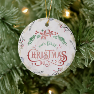 Anpassen Ihres Textes Gold Weihnachten Verheiratet Keramik Ornament