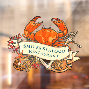 Anpassen Krabbe Meeresfrüchte Anker Restaurant Fro Fensteraufkleber