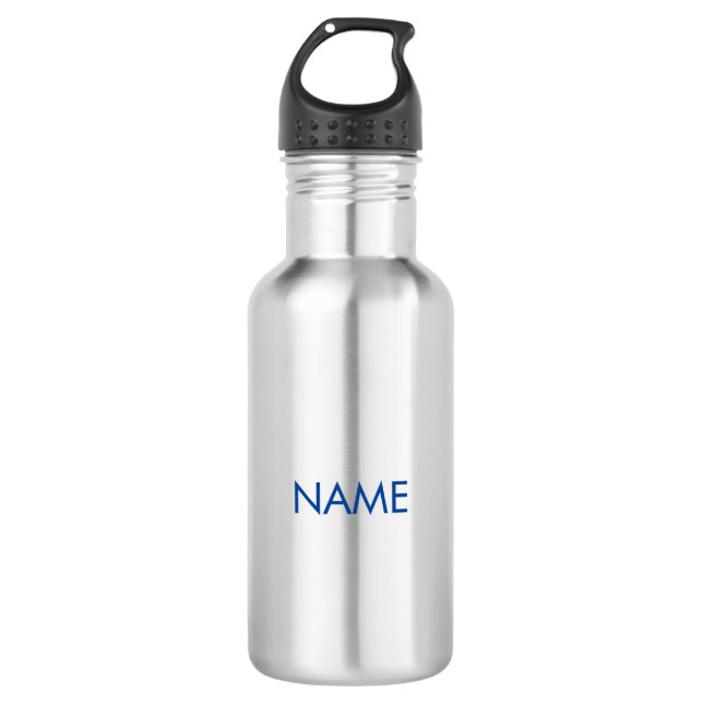 Anpassen mit Name, minimalistischem Blau Edelstahlflasche (Vorderseite)