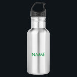Anpassen mit Namen, minimalistisch grün Edelstahlflasche<br><div class="desc">Maßgeschneidert mit Namen, Text minimalistisch grüne Edelstahlflasche</div>