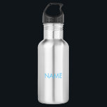 Anpassen mit Namen, minimalistischem Licht Edelstahlflasche<br><div class="desc">Maßgeschneidert mit Name, Text minimalistisch hellblau Edelstahlflasche aus Edelstahl</div>