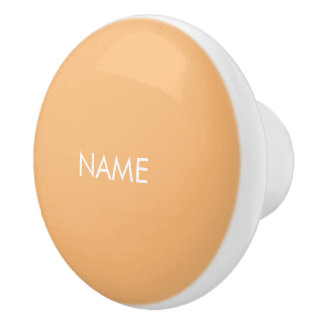 Anpassen mit Namen, minimalistischer heller Orange Keramikknauf
