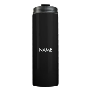 Anpassen mit Namen, Text minimalistisch Schwarz-we Thermosbecher