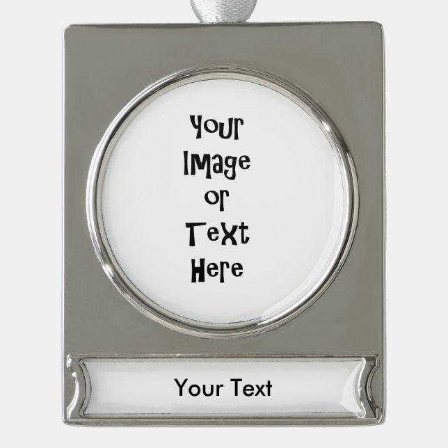 Anpassen mit personalisierten Bildern und Texten Banner-Ornament Silber (Vorderseite)