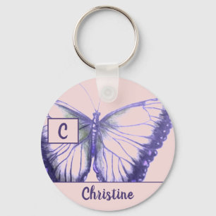 Anpassen nach Name Butterfly Button-Schlüsselanhän Schlüsselanhänger