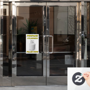 Anpassen Shop-Logo Propanzylinder Hier Gefüllt Fensteraufkleber
