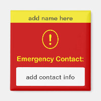 ANPASSEN SIE DIESES ~ Emergency Contact Magnet.