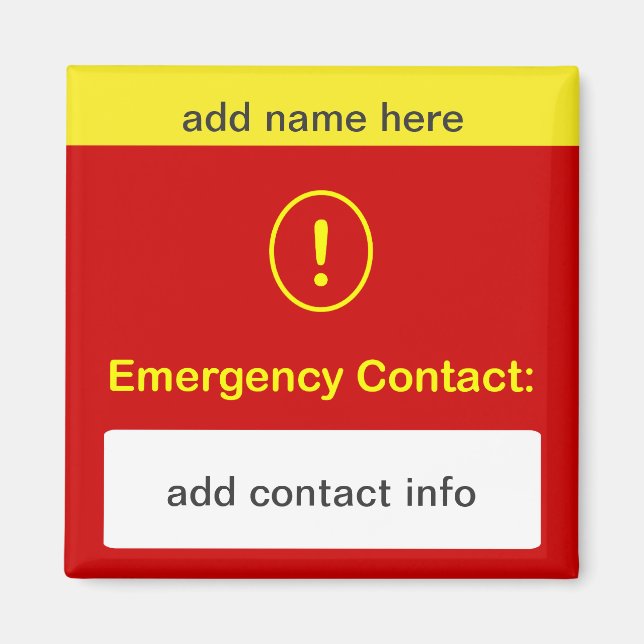 ANPASSEN SIE DIESES ~ Emergency Contact Magnet. Magnet (Vorne)