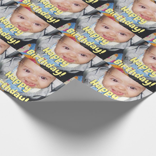 Anpassen Sie es mit Ihrem Foto Happy Birthday Geschenkpapier (Ecke)