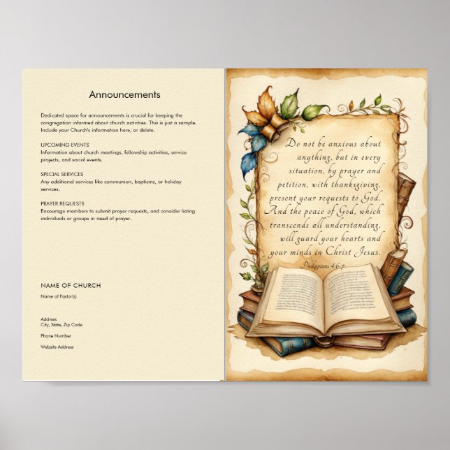 Anpassen und Herunterladen von Church Bulletin Poster (Vorne)