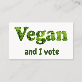 Anpassen Veganer aktivistischer Wähler Visitenkarte