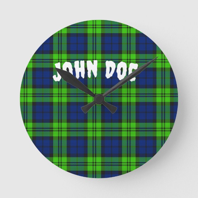 Anpassen von Blackwatch Kariert Tartan Runde Wanduhr (Vorderseite)