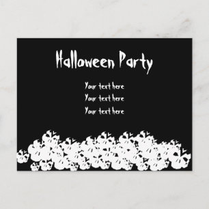 Anpassen von Halloween-Party-Schädel Schwarz-weiß Postkarte