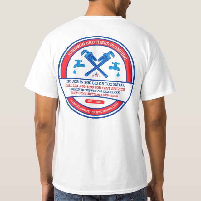 Anpassen von Händlern für Klempner T-Shirt (Rückseite)