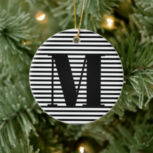Anpassen von Monogramm Anfangsstreifen Weihnachten Keramik Ornament