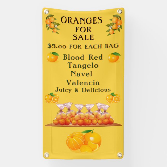 Anpassen von Orangen für den Verkauf vieler Aromen Banner (Vertikal)
