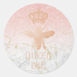 Anpassen von QUEEN BEE Rose Gold Glitzer Stickern Runder Aufkleber