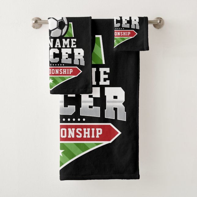 Anpassen von Soccer ADD TEXT Varsity Team Player Badhandtuch Set (Insitu)
