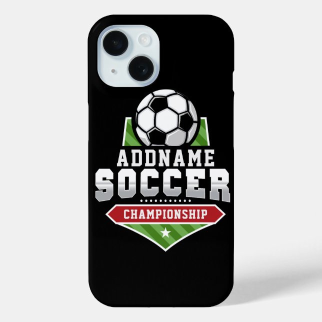 Anpassen von Soccer ADD TEXT Varsity Team Player Case-Mate iPhone Hülle (Rückseite)