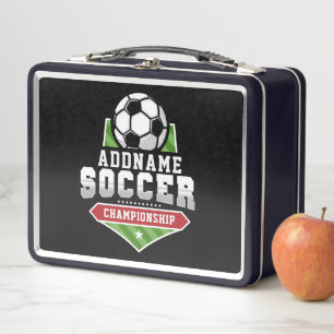 Anpassen von Soccer ADD TEXT Varsity Team Player Metall Brotdose