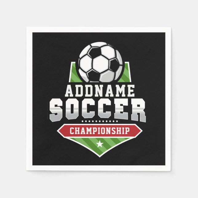 Anpassen von Soccer ADD TEXT Varsity Team Player Serviette (Vorderseite)
