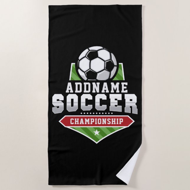 Anpassen von Soccer ADD TEXT Varsity Team Player Strandtuch (Vorderseite)