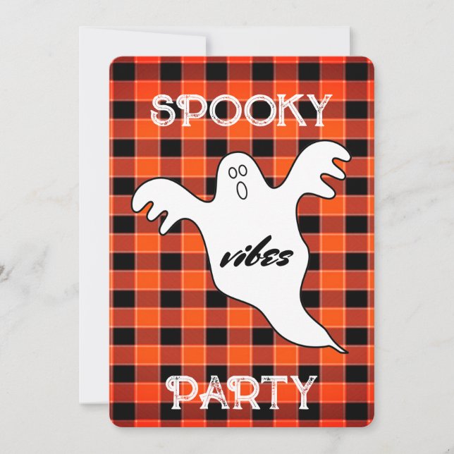 Anpassen von SPOOKY VIBES Ghost Fall Halloween-Par Einladung (Vorderseite)