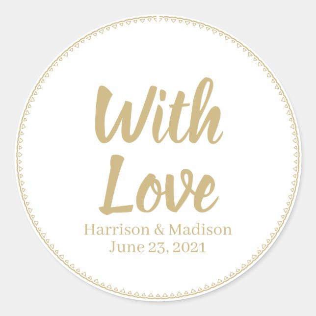 Anpassen von Text Hochzeitsgeschenk für Tagaufkleb Runder Aufkleber (Vorderseite)