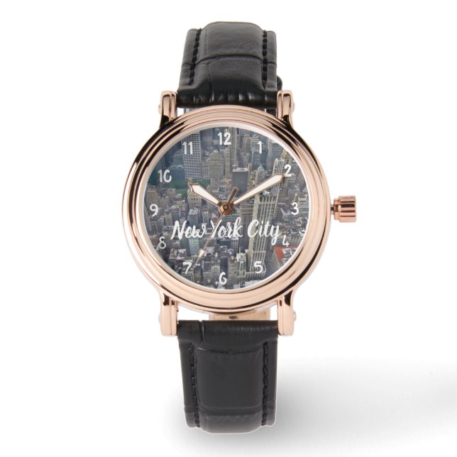 Anpassen von Text in New York City von Above Watch Armbanduhr (Vorderseite)