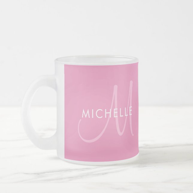 Anpassen von Vorlagennamen Anfangsmonogramm rosa Mattglastasse (Links)