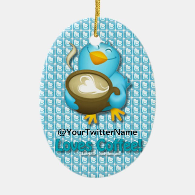Anpassen von W/ Ihrem Twitter Coffee Bird Keramikornament (Vorne)