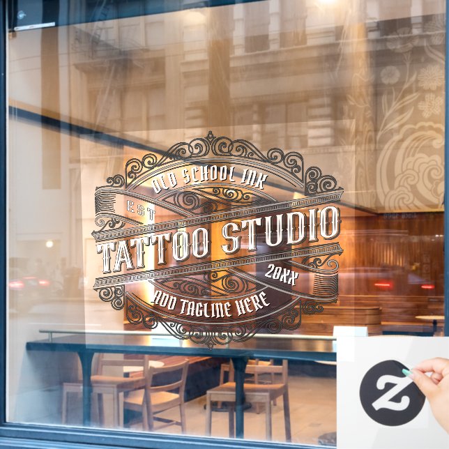 Anpassung des Old School Ink Tattoo Shop Fensteraufkleber (Café-Fenster)
