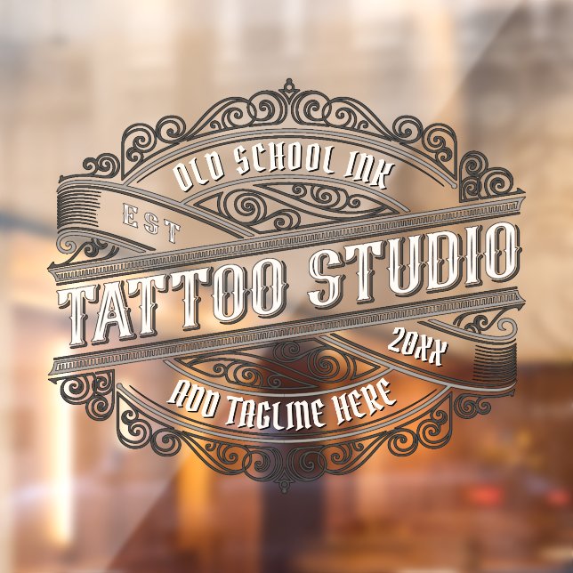 Anpassung des Old School Ink Tattoo Shop Fensteraufkleber (Blatt 2)
