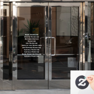 Anpassung Nagel Salon Spa Detaillierte Liste der L Fensteraufkleber