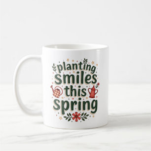 Anpflanzen von Lächeln Bauer Niedlich Frühlingsfar Kaffeetasse