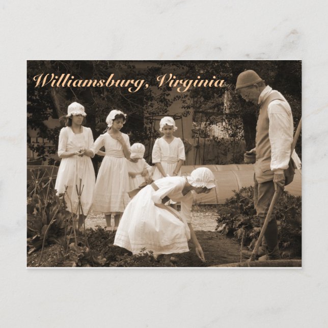 Anpflanzung von Saatgut in Kolonial-Williamsburg Postkarte (Vorderseite)