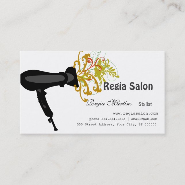 Anreden von Salon-HaartrocknerBeauticians Terminkarte (Vorderseite)