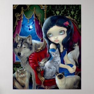Anruf des Nacht-KUNST-DRUCK-Katzenwolfs gotisch Poster